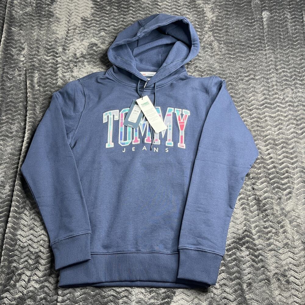 Tommy Hilfiger Men's XS Hoodie Long Sleeve Tartan Logo 100% Organic Cotton
